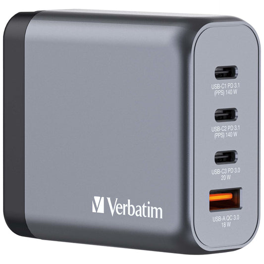 Verbatim GNC-140 GaN Charg. 140W 3xUSB-C PD, 1xUSB-A QC 3.0 32203