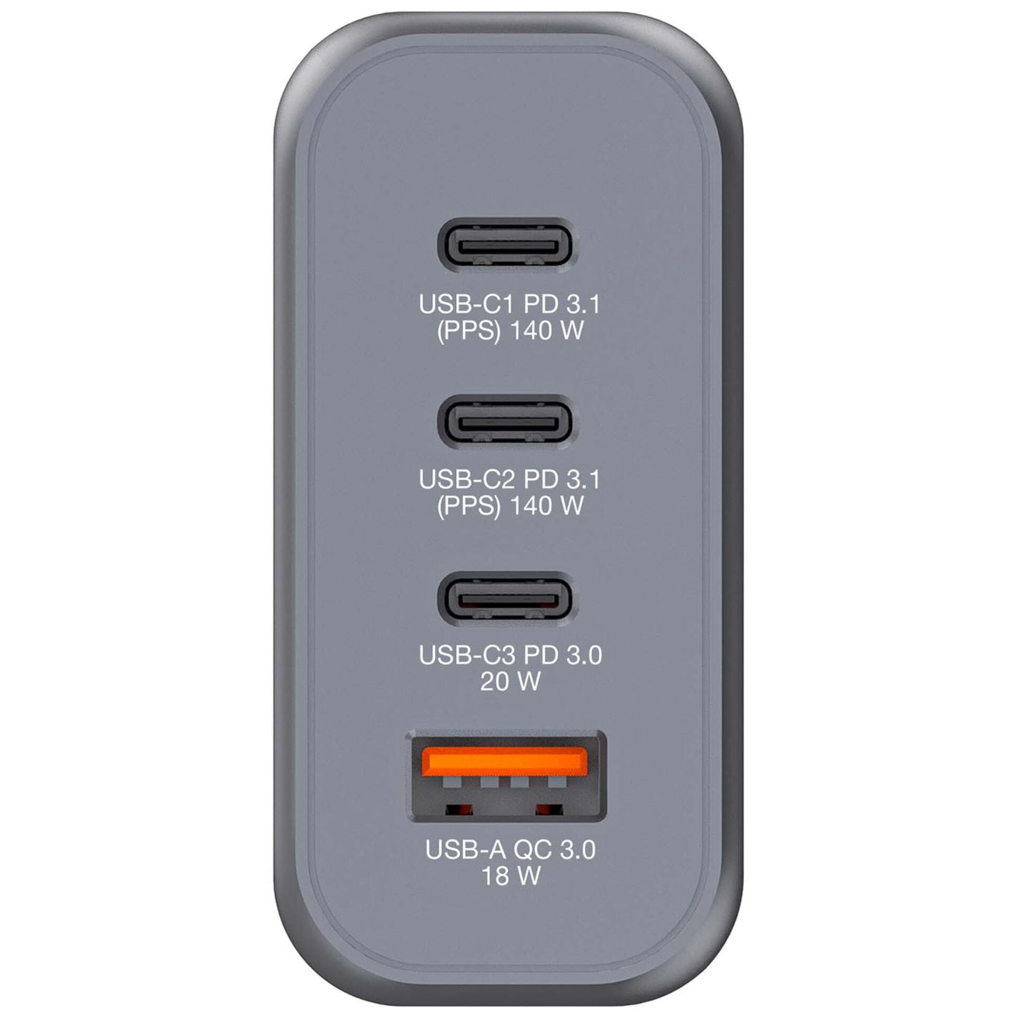 Verbatim GNC-140 GaN Charg. 140W 3xUSB-C PD, 1xUSB-A QC 3.0 32203