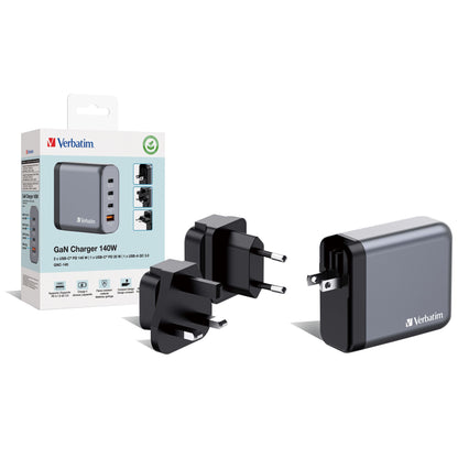 Verbatim GNC-140 GaN Charg. 140W 3xUSB-C PD, 1xUSB-A QC 3.0 32203