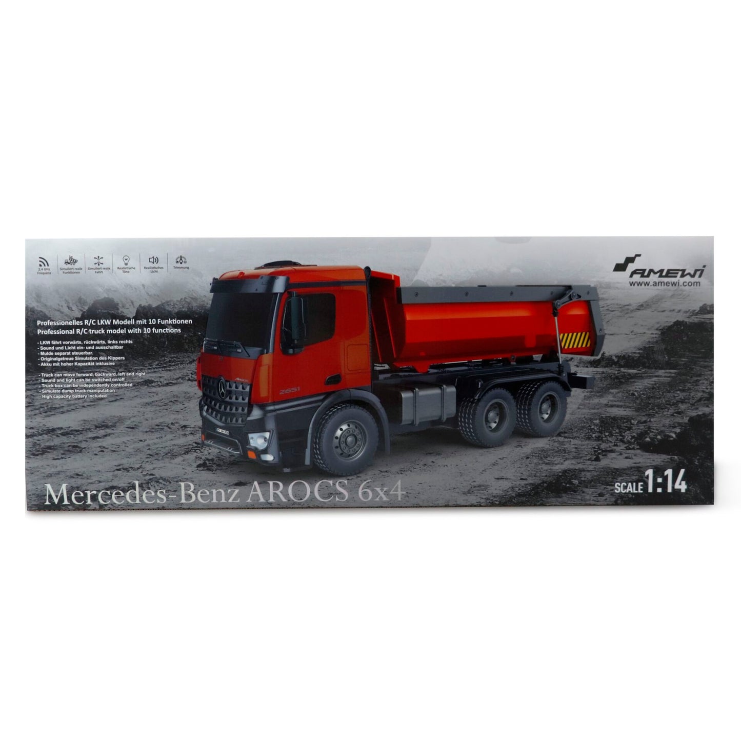 AMEWI Mercedes-Benz Arocs License DumpTruck RTR red 2,4GHz