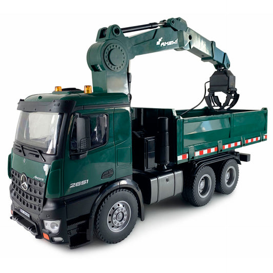 AMEWI Mercedes-Benz Arocs Licens Crane Truck w. Tipper RTR green