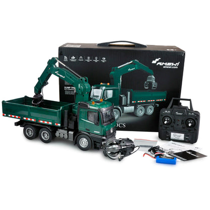 AMEWI Mercedes-Benz Arocs Licens Crane Truck w. Tipper RTR green
