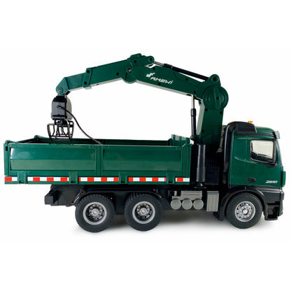 AMEWI Mercedes-Benz Arocs Licens Crane Truck w. Tipper RTR green