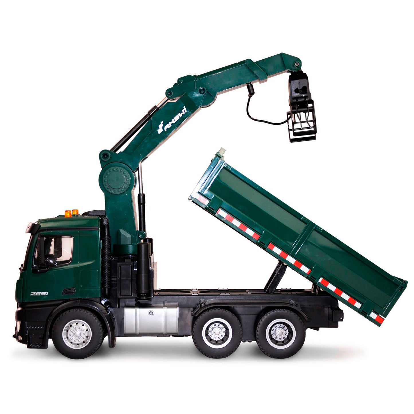 AMEWI Mercedes-Benz Arocs Licens Crane Truck w. Tipper RTR green