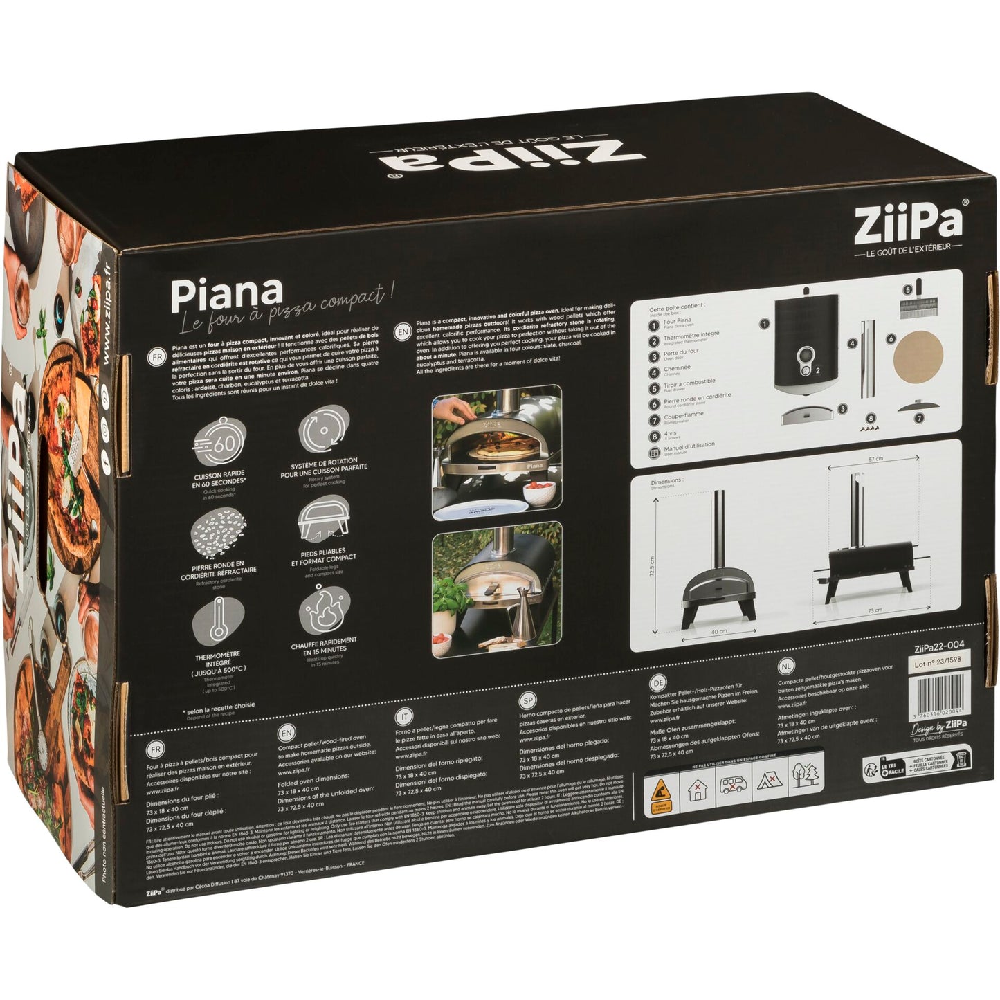 ZiiPa Piana Pellet Pizza Oven Ardoise