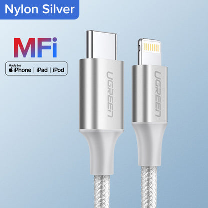 UGREEN USB-C to Lightning Cable Aluminum Shell Braided 1m Silver