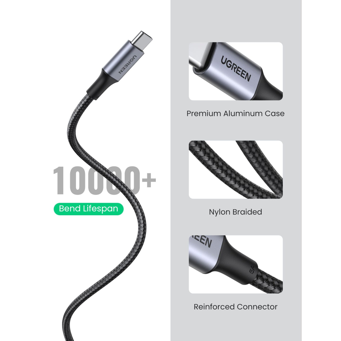 UGREEN USB-C to USB-C Alu Case with Braid 1m