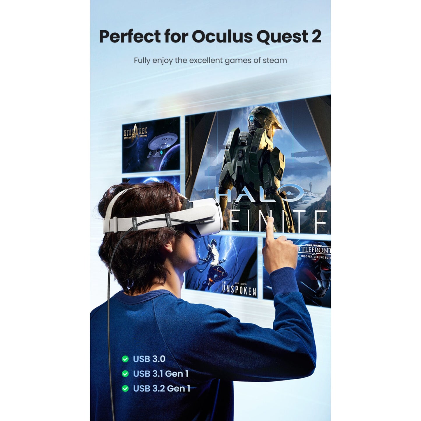 UGREEN Right Angle USB-C to USB-C Link Cable 5m Black