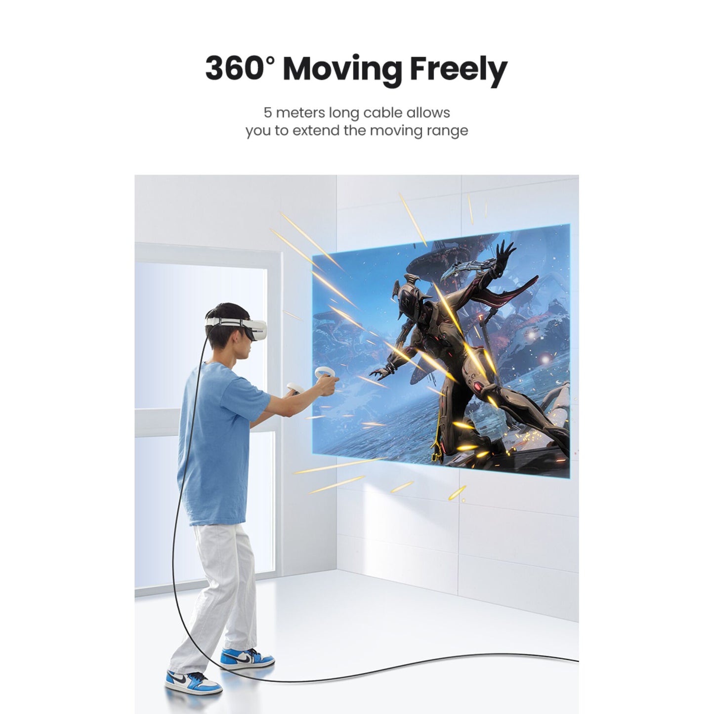 UGREEN Right Angle USB-C to USB-C Link Cable 5m Black