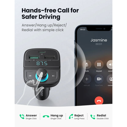 UGREEN FM Transmitter Bluetooth 5.0 MP3 Car Charger