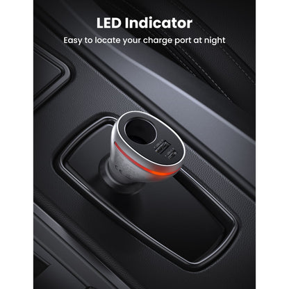 UGREEN Car Charger Dual Ports Single Extension Socket PD 20W