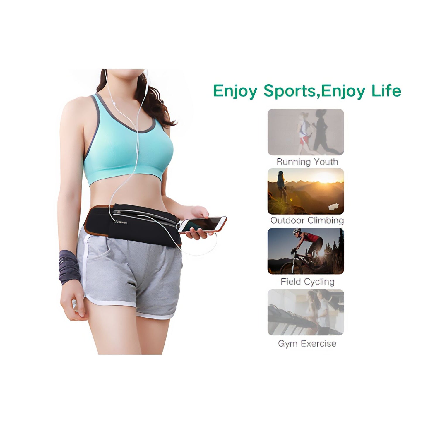 UGREEN Outdoor Running Waist Belt Pack Black