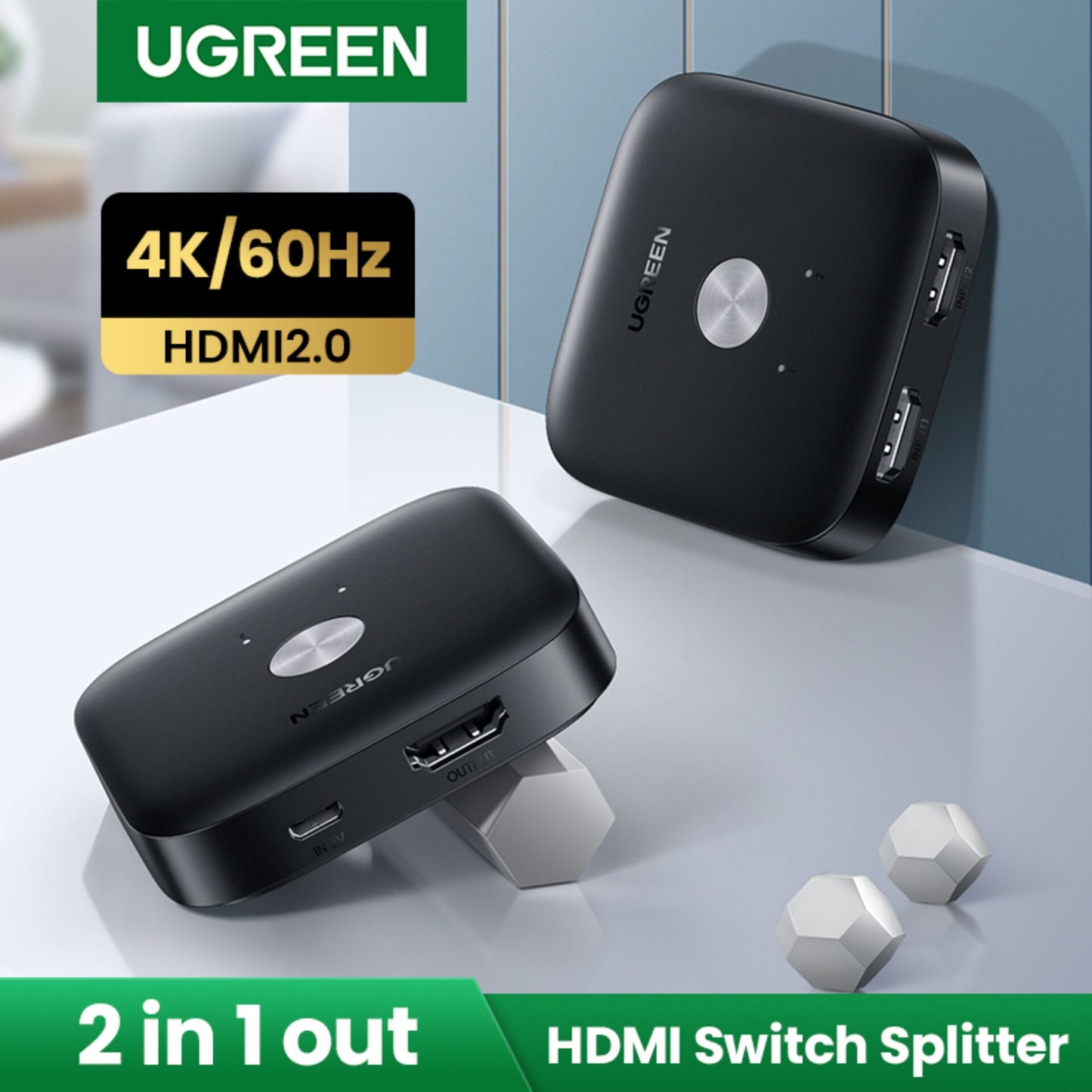 UGREEN HDMI Switcher 2 In 1 Out 4Kx2K