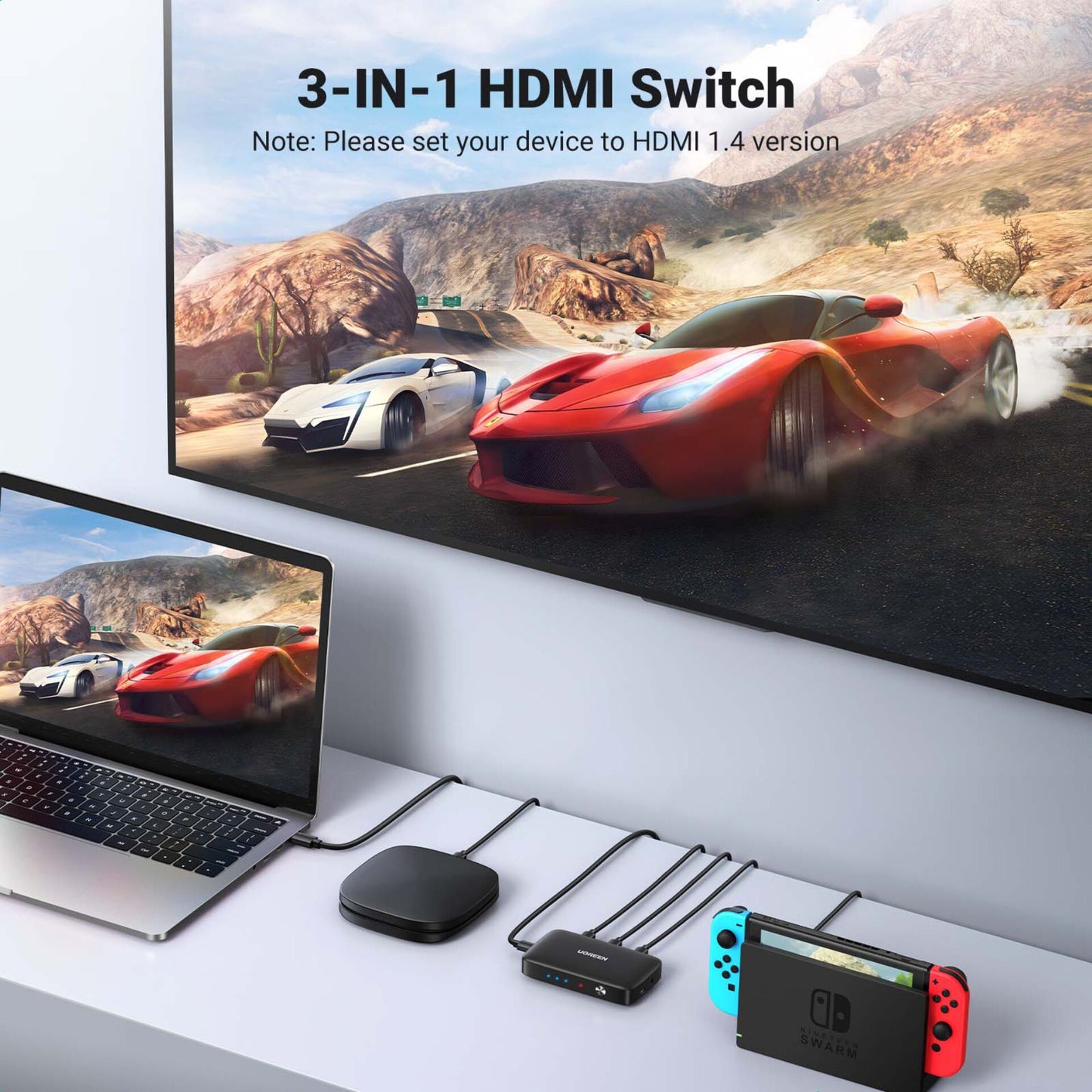 UGREEN HDMI Switcher 3 In 1 Out 4K
