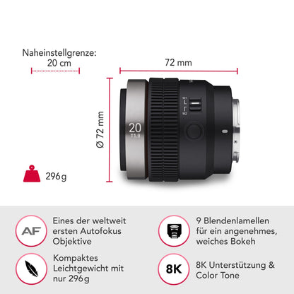 Samyang V-AF T 1,9/20  FE Sony E