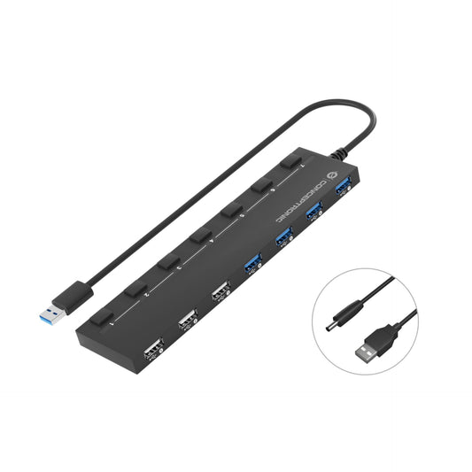 Conceptronic HUBBIES09B 7-Port-USB 3.0/2.0-Hub