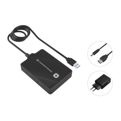 Conceptronic HUBBIES11BP 4-Port USB-3.0-Hub with Power Adapter
