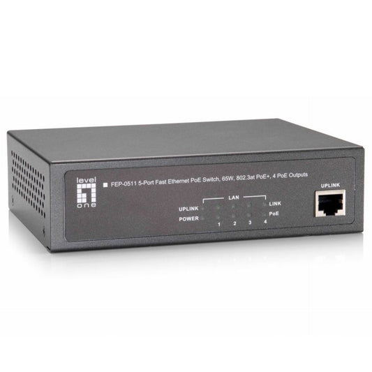 LevelOne FEP-0511W90 5-Port-Fast Ethernet-PoE-Switch