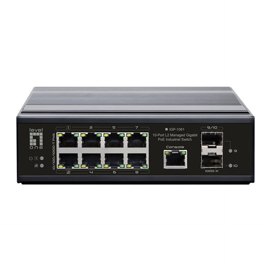 LevelOne IGP-1061 Industrial 10-Port L2 Gigabit PoE Switch