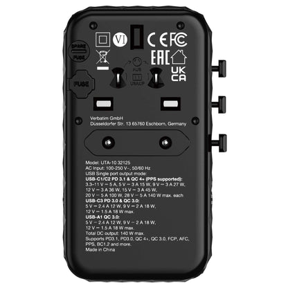 Verbatim GaN III Uni.Travel Adap 140W Welt-zu-Welt UTA-10   32125