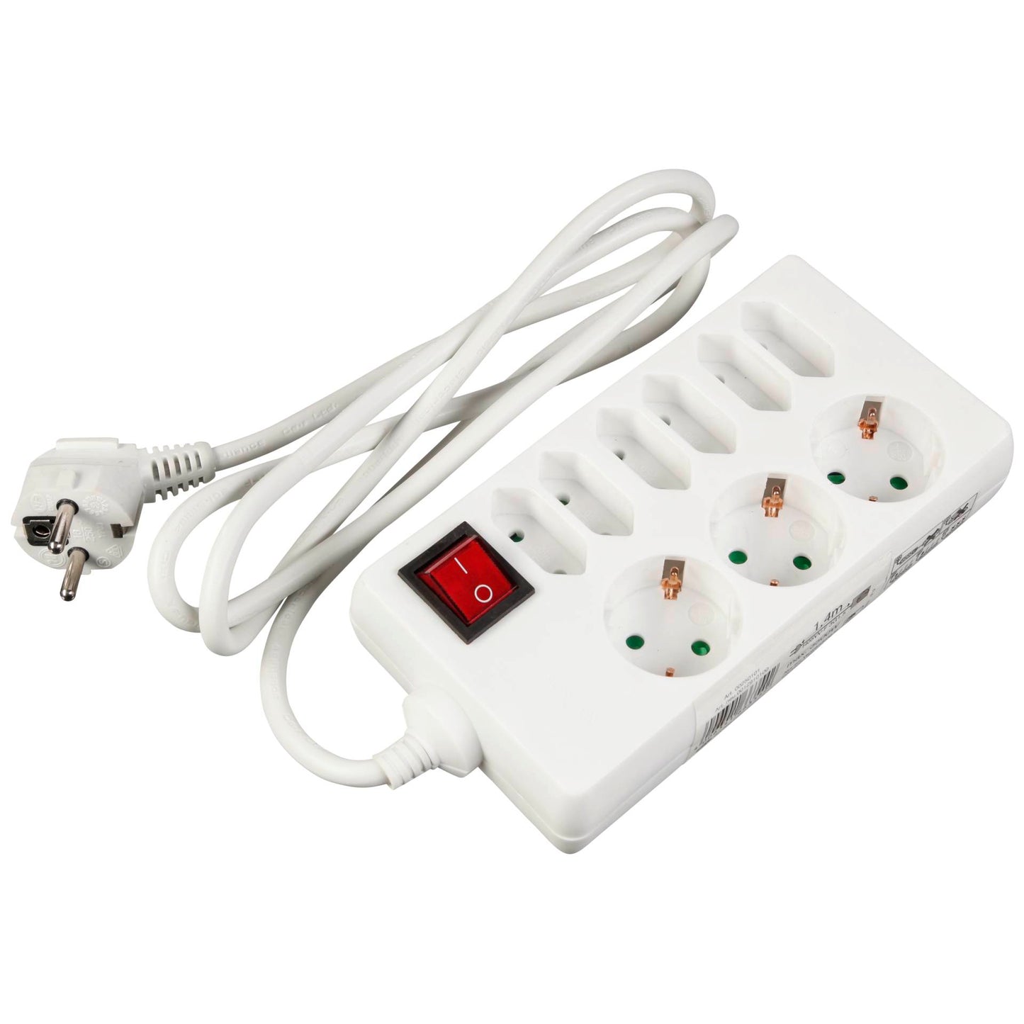 REV Socket line 9-fold 1,4 m w. switch white