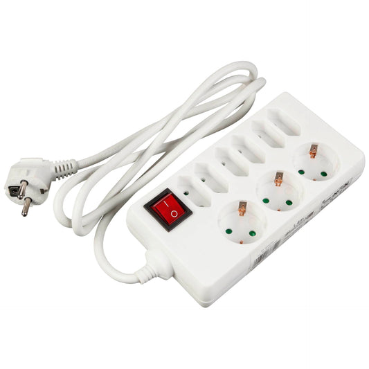 REV Socket line 9-fold 1,4 m w. switch white