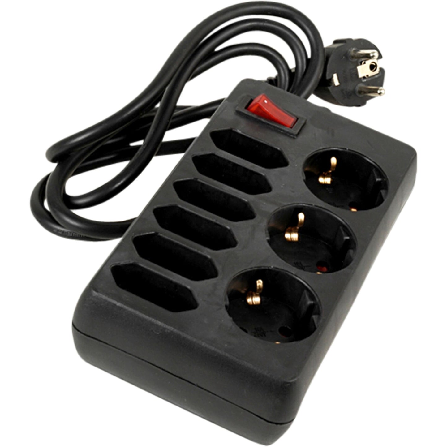 REV Socket line 9-fold 1,4 m w. switch black