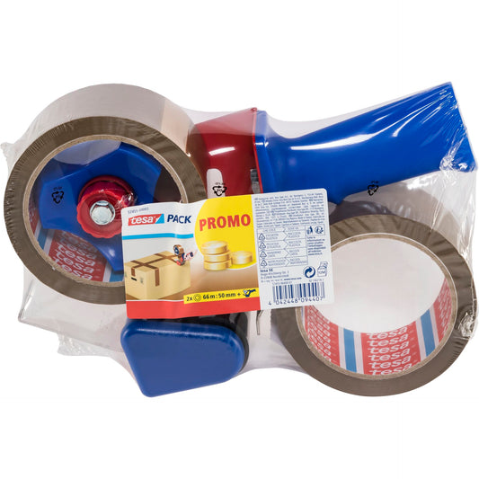 Tesa Tesapack Abroller Promo inkl. 2 Packb. braun 66m x 50mm