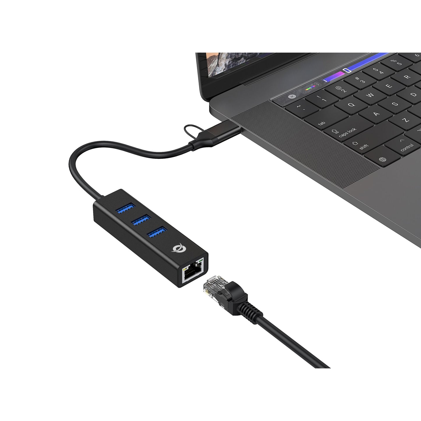 Conceptronic DONN07BA 3-Port USB Hub with Gigabit-Network