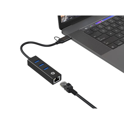 Conceptronic DONN07BA 3-Port USB Hub with Gigabit-Network