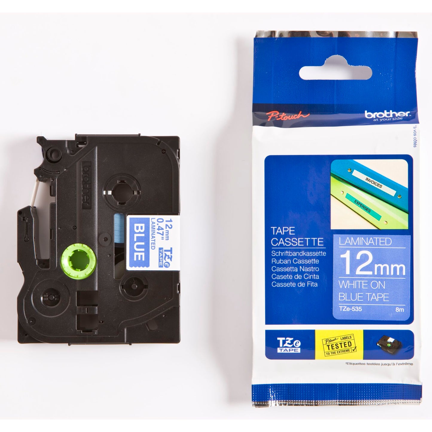 Brother labelling tape TZE-535 blue/white 12 mm