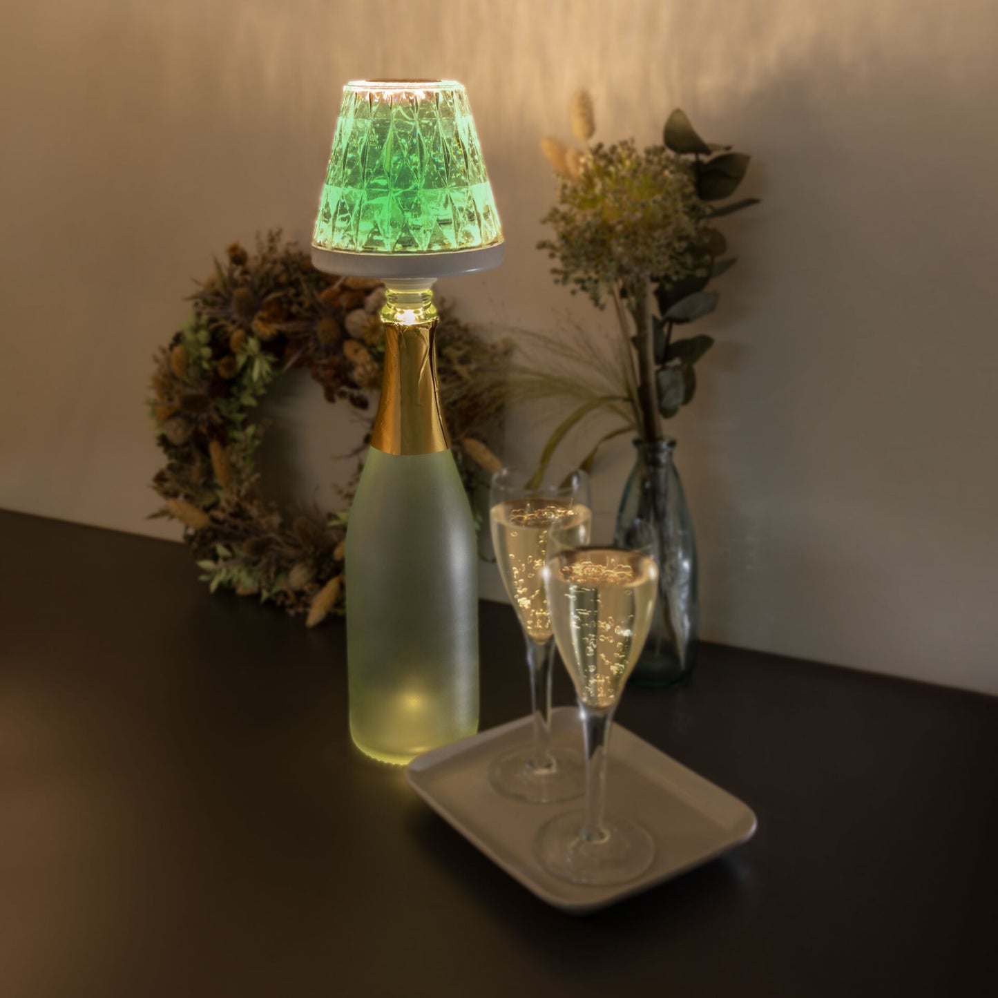 REV LED Bottle Lamp with battery Lamprusco Cristal RGBW