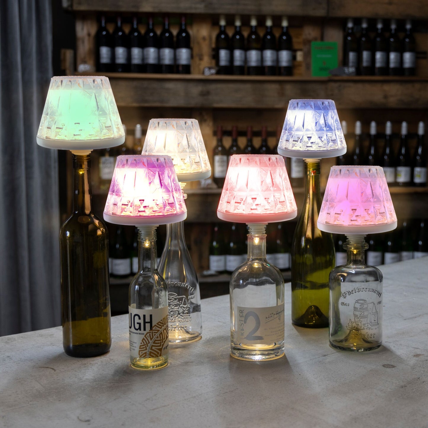 REV LED Bottle Lamp with battery Lamprusco Cristal RGBW