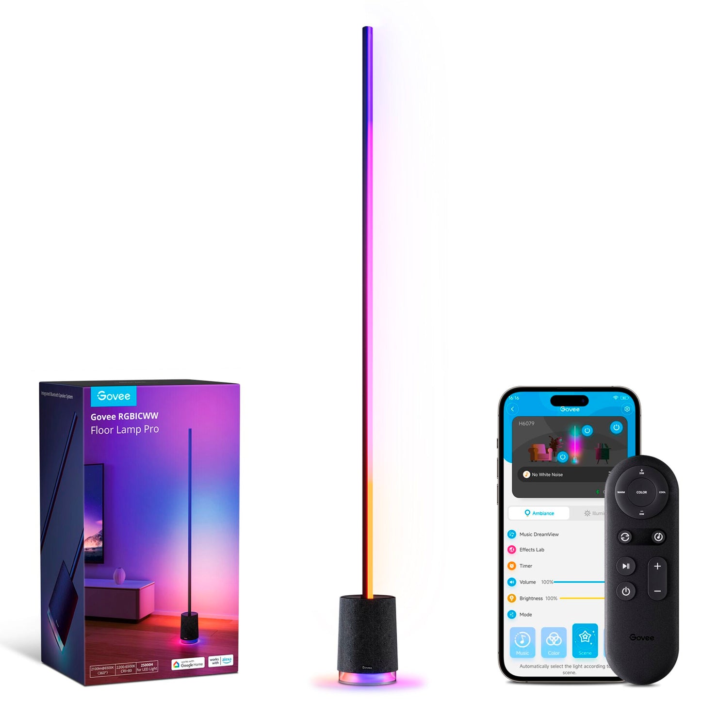 Govee - Lyra Corner Floor Lamp with Speaker black