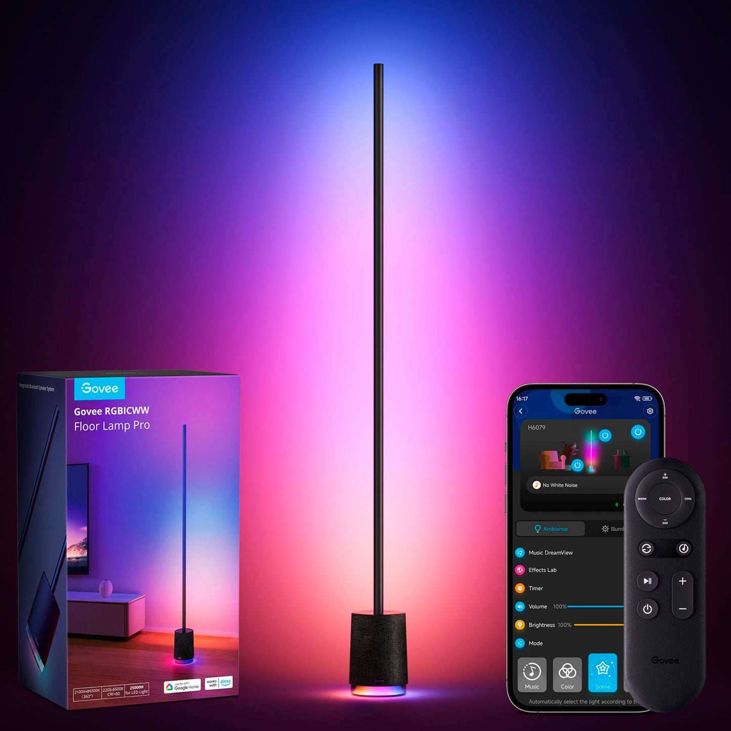 Govee - Lyra Corner Floor Lamp with Speaker black