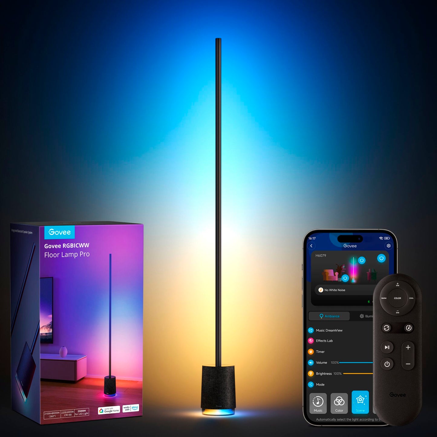 Govee - Lyra Corner Floor Lamp with Speaker black