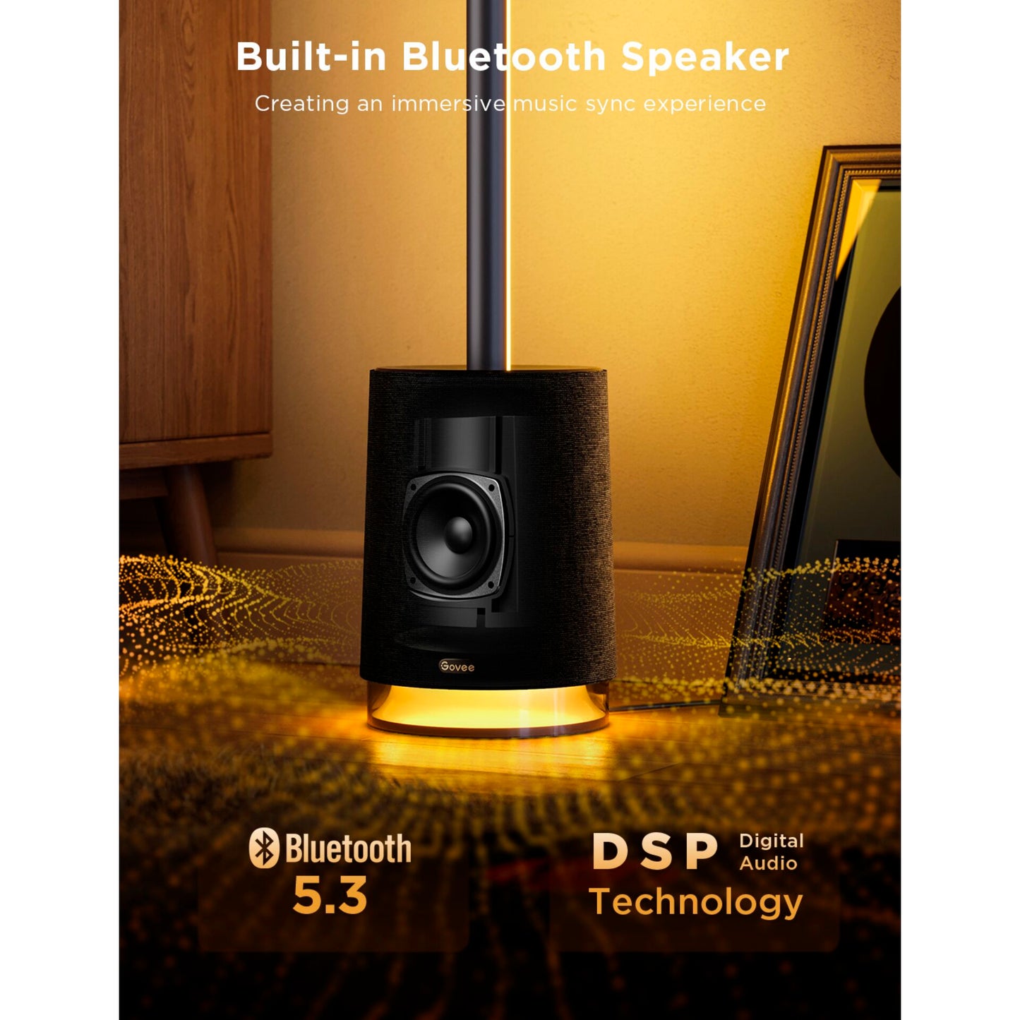 Govee - Lyra Corner Floor Lamp with Speaker black